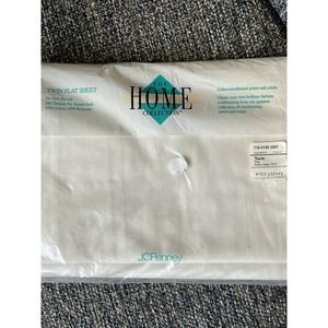 Vintage JC Penney Home‎ Collection Twin Flat Sheet Solid Plain Hem Percale